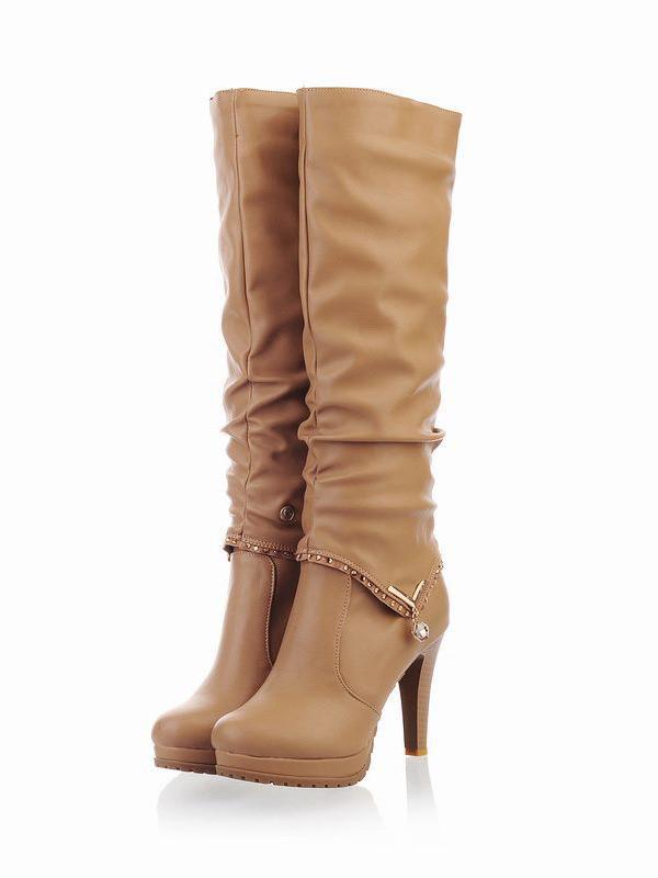 Fashion Solid Color Knight Boots