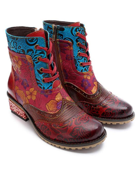 Casual vintage ethnic style Handmade Leather Boots