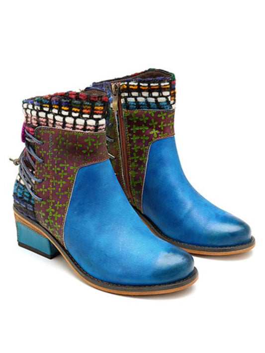 Blue Leather denim super comfortable women's boots