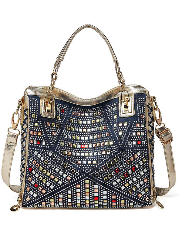 Vertical casual rhinestone women's bag