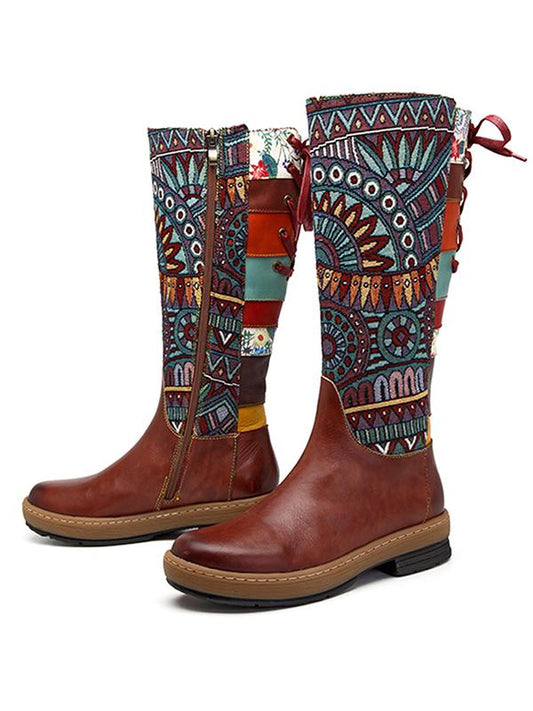 Boho Leather High Boots