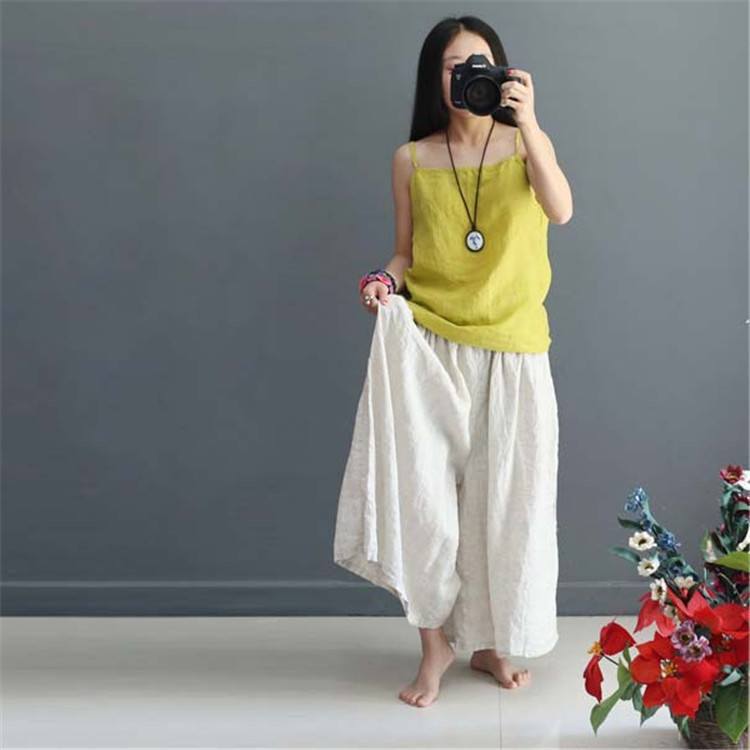 Women Soft Summer Loose Linen Wide Leg Pants