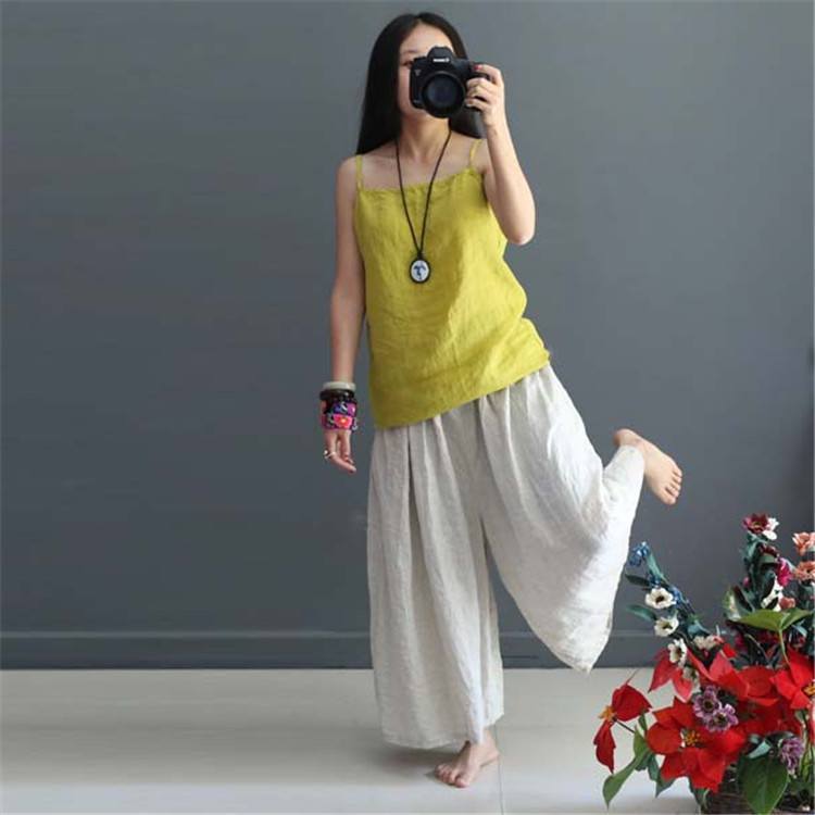 Women Soft Summer Loose Linen Wide Leg Pants