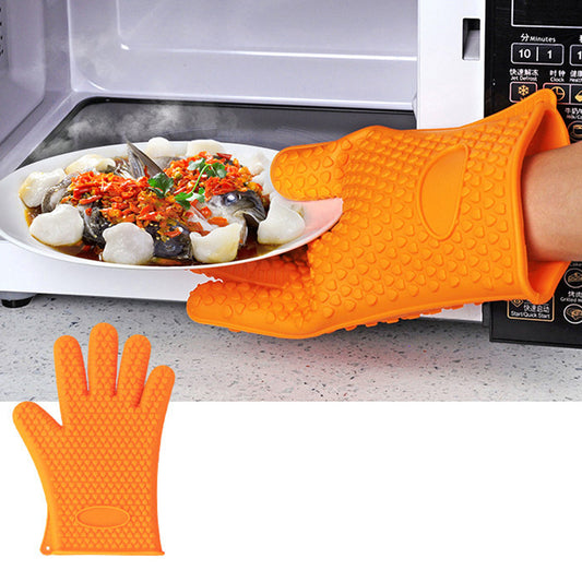 Heat Resistant Silicone Oven Glove Thick Cooking BBQ Grill Glove Oven Mitt Baking Glove Kitchen Barbecue Glove Kitchen Gadgets