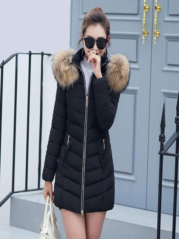 Winter Down Coat Jacket Hooded Parka with Fur Collar