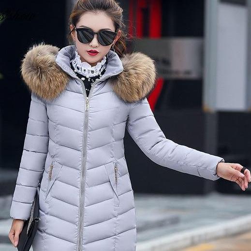 Winter Down Coat Jacket Hooded Parka with Fur Collar