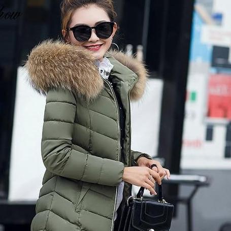 Winter Down Coat Jacket Hooded Parka with Fur Collar