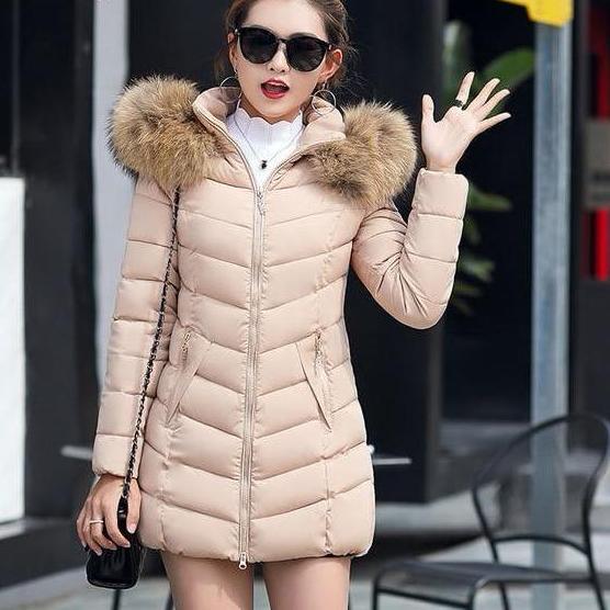 Winter Down Coat Jacket Hooded Parka with Fur Collar