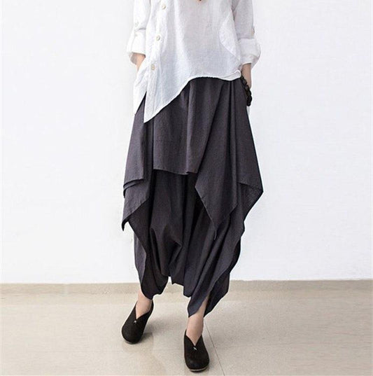 Loose Women Cotton Linen Wide Leg Pants