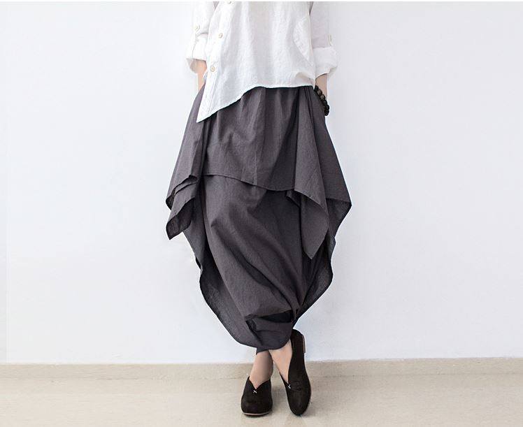 Loose Women Cotton Linen Wide Leg Pants