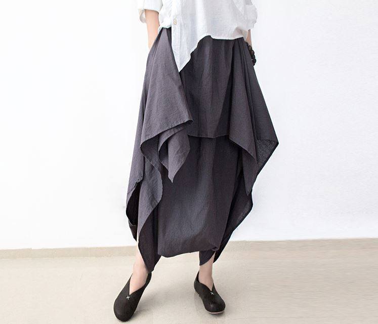 Loose Women Cotton Linen Wide Leg Pants