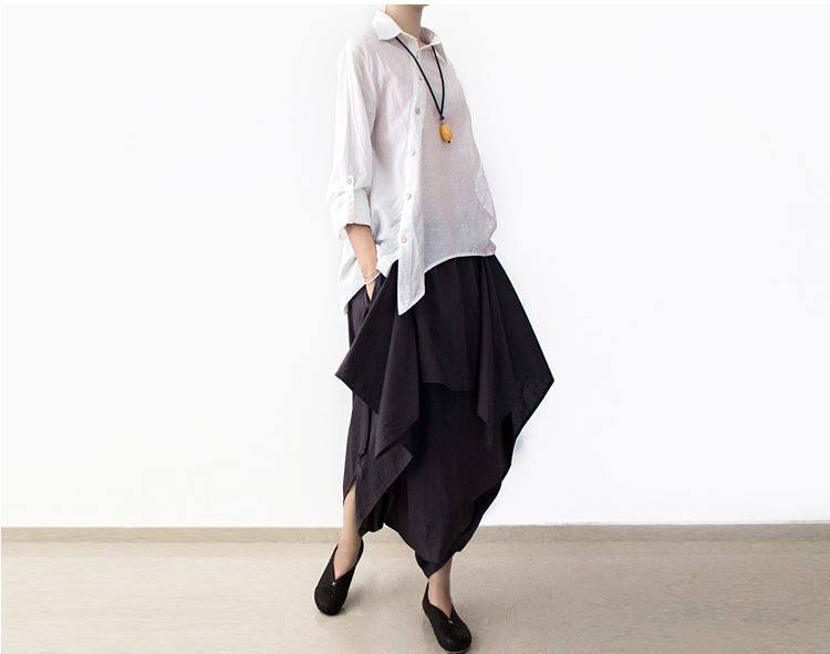 Loose Women Cotton Linen Wide Leg Pants