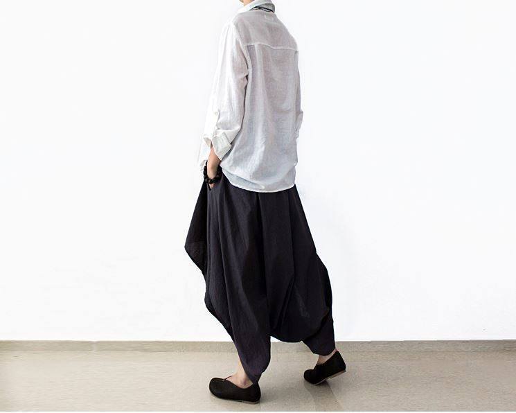 Loose Women Cotton Linen Wide Leg Pants